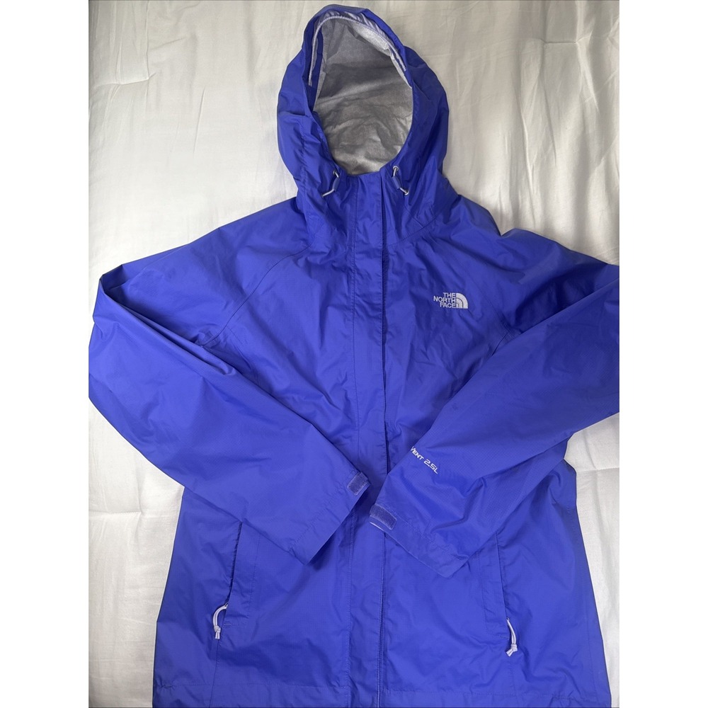 North Face Jacket Womens Medium Blue HyVent 2.5L Hooded Waterproof‎ Outdoor Coat